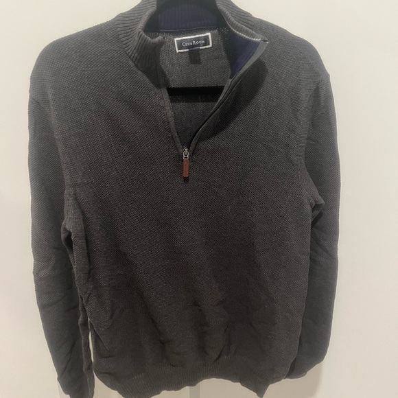 NWOT / Men Club Room Sweater M Gray 1/4 Zip Knit - Picture 1 of 2